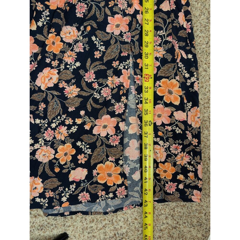 Old Navy Puff-Sleeve Floral-Print Pintucked Smocked Midi Swing Dress Size Small - Picture 12 of 13